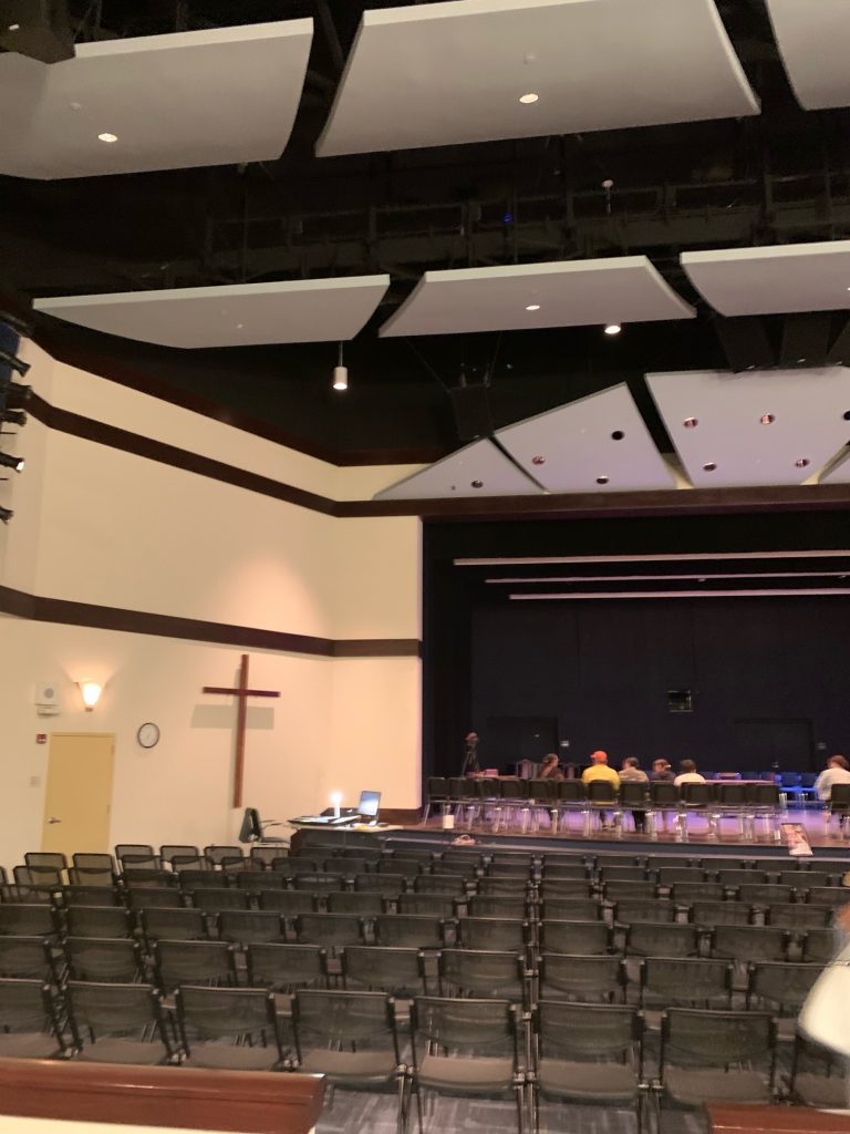 Photo of the inside of the Kamehameha High School Chapel facing the main stage.